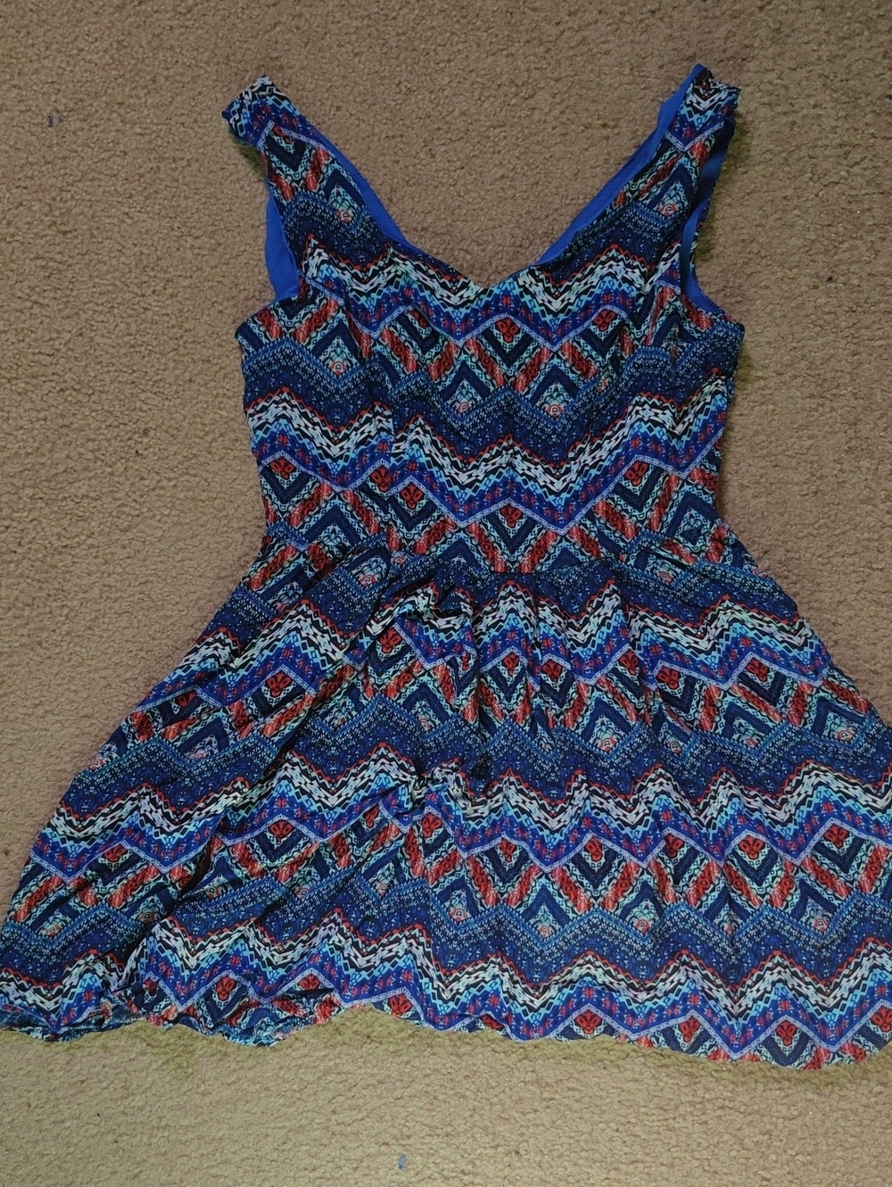 Blue Grometric-Print Sleeveless A-line Blouse by Estam